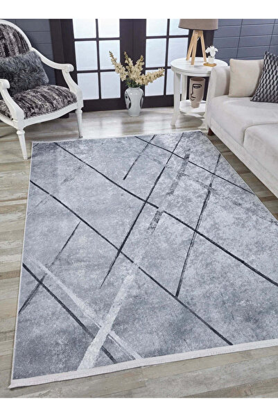 halinet Halı.Net Anthracite Modern Washable Non-Slip Living Room Carpet Haln-...