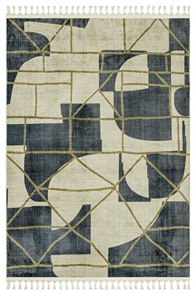 halinet Halı.Net Beige Ethnic Bohemian Washable Non-Slip Living Room Carpet M...