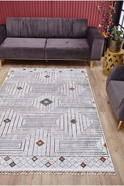 halinet Halı.Net Beige Modern Washable Non-Slip Living Room Carpet Haln-Hln5038