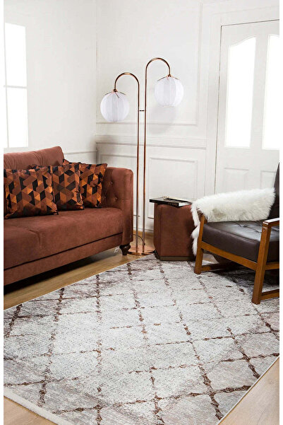 halinet Halı.Net White Modern Washable Non-Slip Living Room Carpet Haln-Hln911