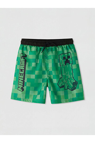 LC Waikiki LCW Kids zeleni Minecraft šorts za dečake sa printom