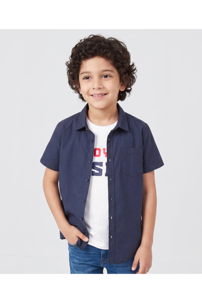 Pine kids Cotton Woven Half Sleeves Solid Colour Shirt with Ready To Reset Gr...