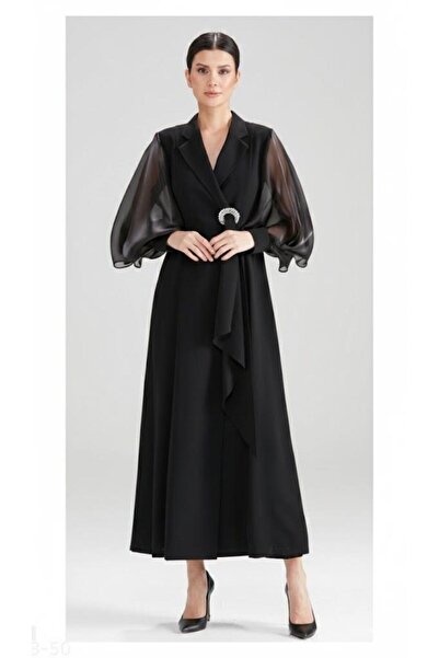 CLIO Kollari Chiffon Long Jacket Suit