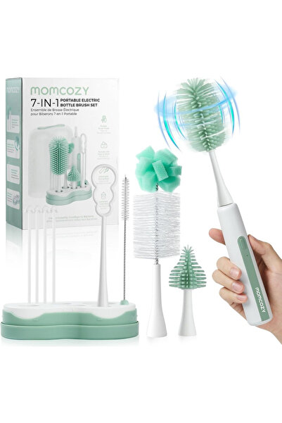 Momcozy Set de perii electrice verzi pentru sticle 7-în-1
