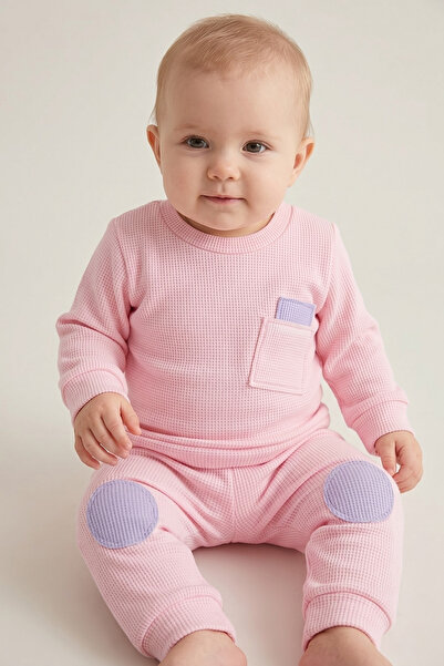 zubi kids Waffle Knit Baby Top and Bottom Set with Pockets and Knee Patches (...