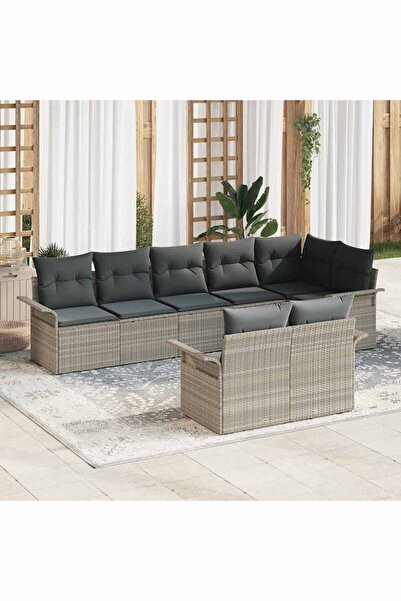 vidaxl Set de canapele pentru gradina 8 pcs Gri deschis poliratan