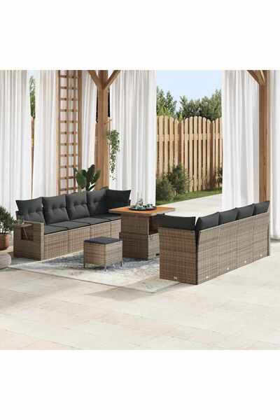 vidaxl Set de canapele pentru gradina 11 pcs Gri Rattan poli