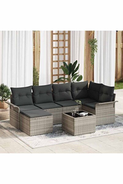 vidaxl Set de canapele pentru gradina 7 pcs Gri deschis poliratan