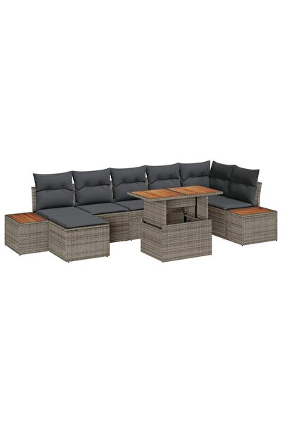 vidaxl Set de canapele pentru gradina 8 pcs Gri Rattan poli