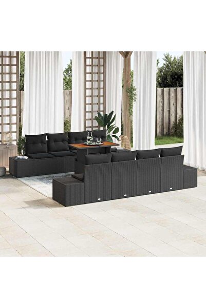 vidaxl Set de canapele pentru gradina 9 pcs Negru Rattan poli