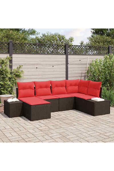 vidaxl Set de canapele pentru gradina cu perna 6 pcs Maro poliratan