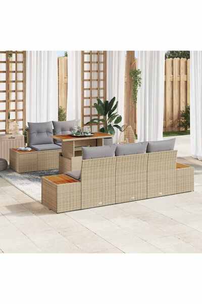 vidaxl Set de canapele pentru gradina 6 pcs Bej Rattan poli