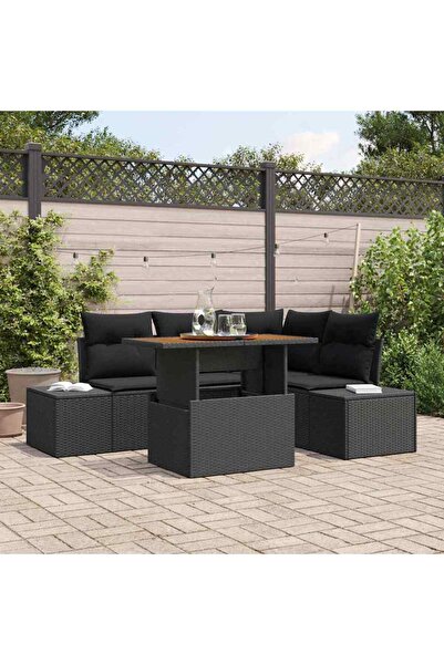 vidaxl Set de canapele pentru gradina 5 pcs Negru Rattan poli