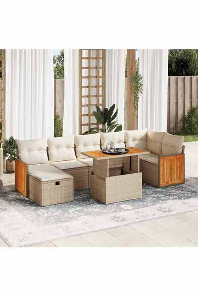 vidaxl Set canapele de gradina cu perne, 5 piese, bej, poliratan
