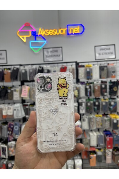 eaksesuarnet İPhone 13/14/15 Uyumlu Kartlıklı Figürlü Şeffaf Kılıf