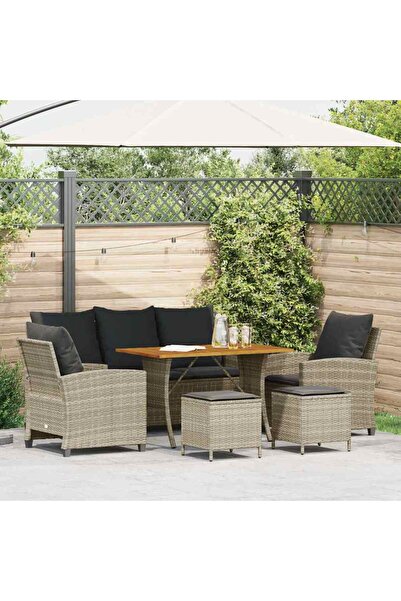 vidaxl Set canapele de gradina cu perne, 6 piese gri deschis poliratan