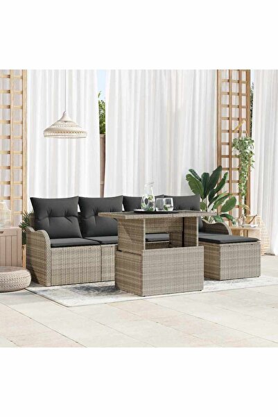 vidaxl Set de Locuri pentru Exterior 6 pcs Gri deschis Rattan poli