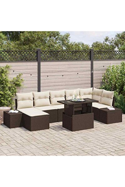 vidaxl Set de canapele pentru gradina 8 pcs Maro Rattan poli