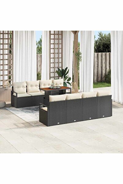 vidaxl Set de canapele pentru gradina 9 pcs Negru Rattan poli