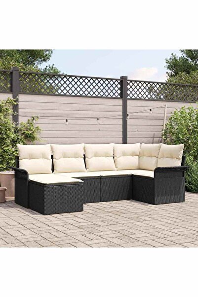 vidaxl Set de canapele pentru gradina 6 pcs Negru poliratan