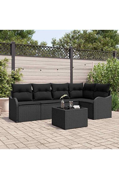 vidaxl Set de canapele pentru gradina Negru poliratan