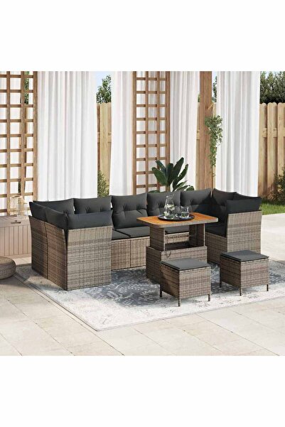vidaxl Set de canapele pentru gradina 10 pcs Gri poliratan