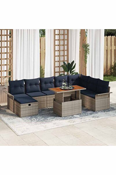 vidaxl Set de canapele pentru gradina 9 pcs Gri poliratan