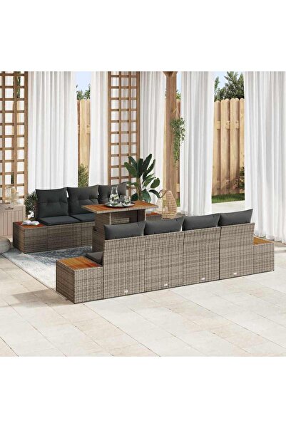 vidaxl Set de canapele pentru gradina 8 pcs Gri Rattan poli