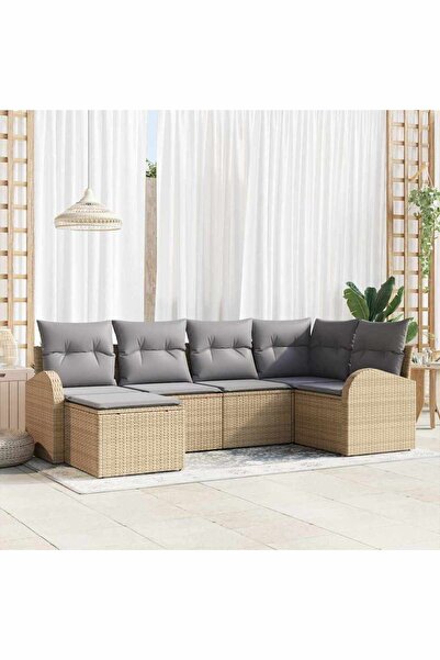 vidaxl Set de canapele pentru gradina 6 pcs Bej poliratan