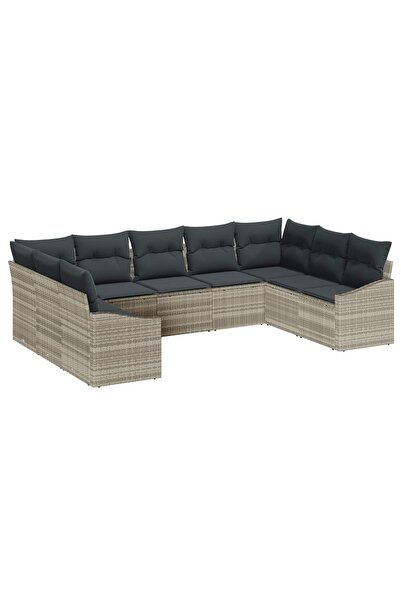 vidaxl Set de canapele pentru gradina 9 pcs Gri deschis poliratan