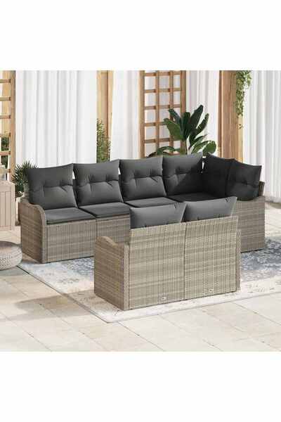 vidaxl Set de canapele pentru gradina Gri deschis poliratan