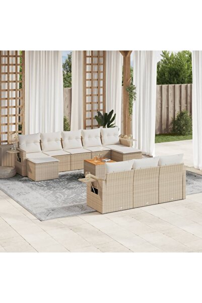 vidaxl Set canapele de gradina cu perne, 11 piese, bej, poliratan