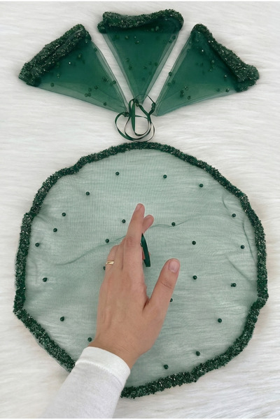ZEYMERADE Emerald Green Bride Groom Handkerchief, Crystal Glass Beads and Pea...