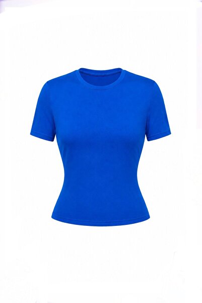 1blood Basic Short-Sleeved Crew Neck T-Shirt Stretchy Body Women's T-Shirt Fi...