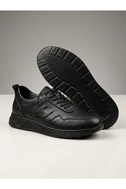 Passeri Shoes Black Genuine Leather Men's Casual Shoes Comfortable Sole Sneaker