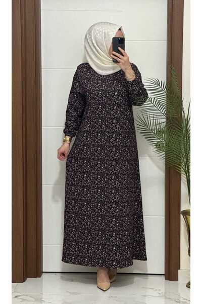 MODA ALMİRA 6315 K 80 SİYAH ÇITIR DESEN ÇİÇEKLİ BÜRÜMCÜK ELBİSE