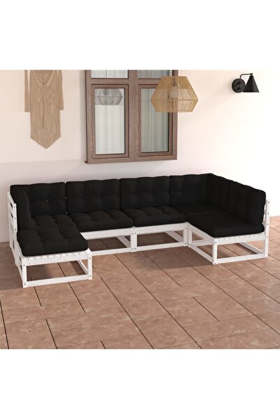 vidaxl Set mobilier de gradina cu perne, 6 piese, lemn masiv de pin
