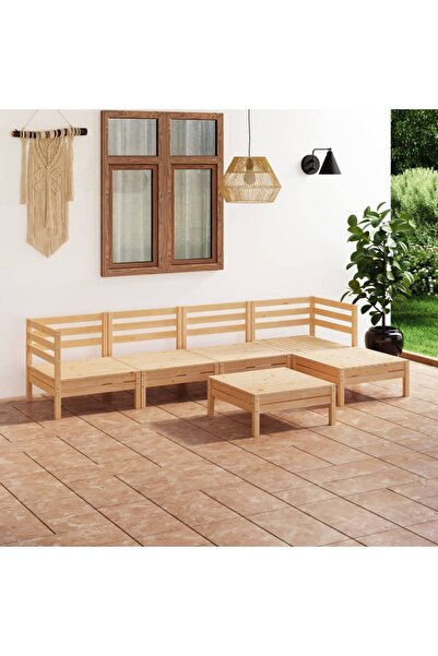 vidaxl Set mobilier de gradina, 6 piese, lemn masiv de pin