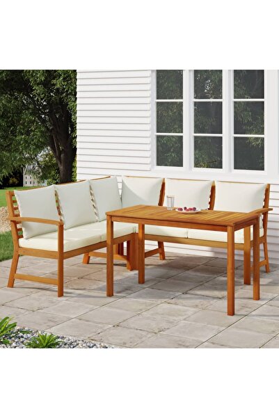 vidaxl Set mobilier de gradina cu perne, 4 piese, lemn masiv de acacia