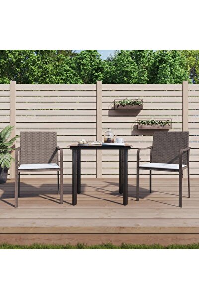 Concept Set mobilier de grădină cu perne, 3 piese, poliratan și oțel