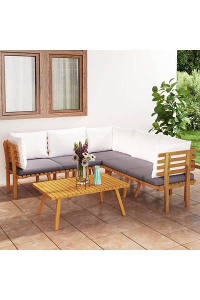 vidaxl Set mobilier de gradina cu perne, 6 piese, lemn masiv acacia