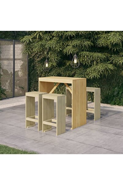 vidaxl Set mobilier de bar de gradina, 5 piese, lemn de pin tratat