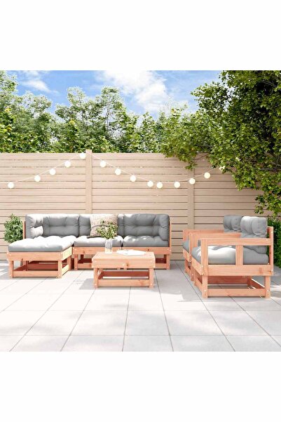 vidaxl Set mobilier de gradina cu perne, 7 piese, lemn masiv douglas