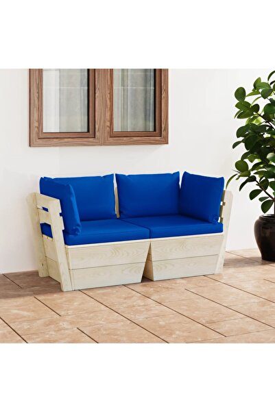 vidaxl 2-seater garden sofa made of pallets, with cushions, spruce wood