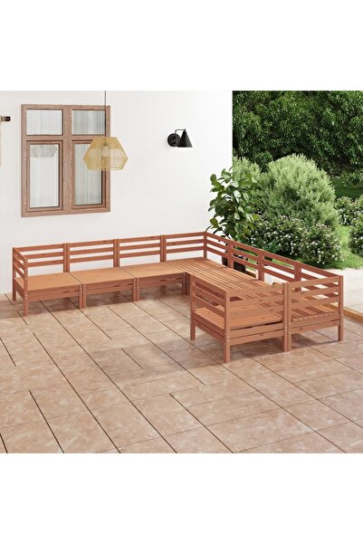 vidaxl Set mobilier de gradina, 8 piese, maro miere, lemn masiv de pin