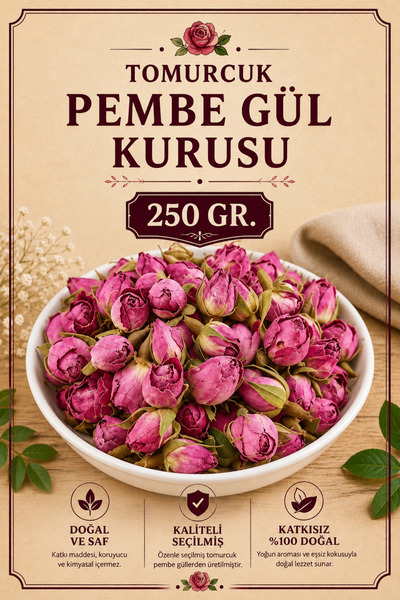 Bayguru Tomurcuk Pink Dried Rose 250 Gr – Natural Dried Rose Bud