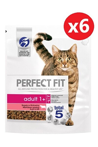 Perfect Fit Yetişkin Sığır Etli Kuru Kedi Maması 750 Gr*6 Adet