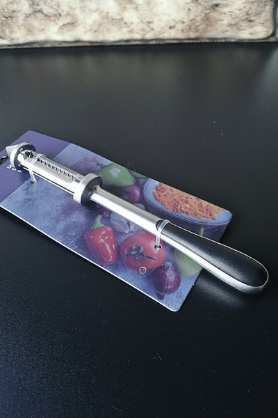 ELEGANCEV PASLANMAZ ÇELİK ÇİFT BAŞLI MEYVE SOYUCU-SEBZE OYUCU- 18 CM