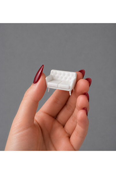 CharmFancy 1:50 Ölçek Çiftli Modern Koltuk Minyatür Müze Diorama Dollhouse Be...