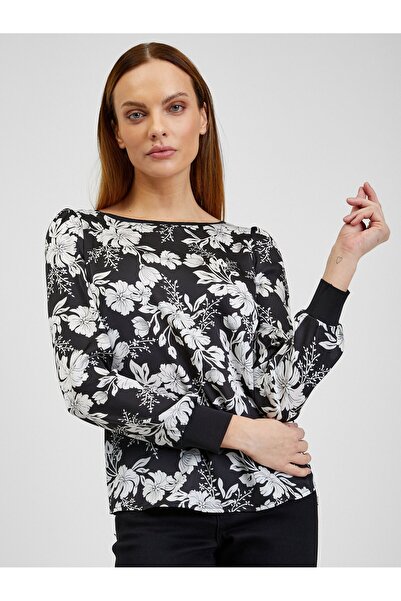 ORSAY Bluză florală de damă alb-negru